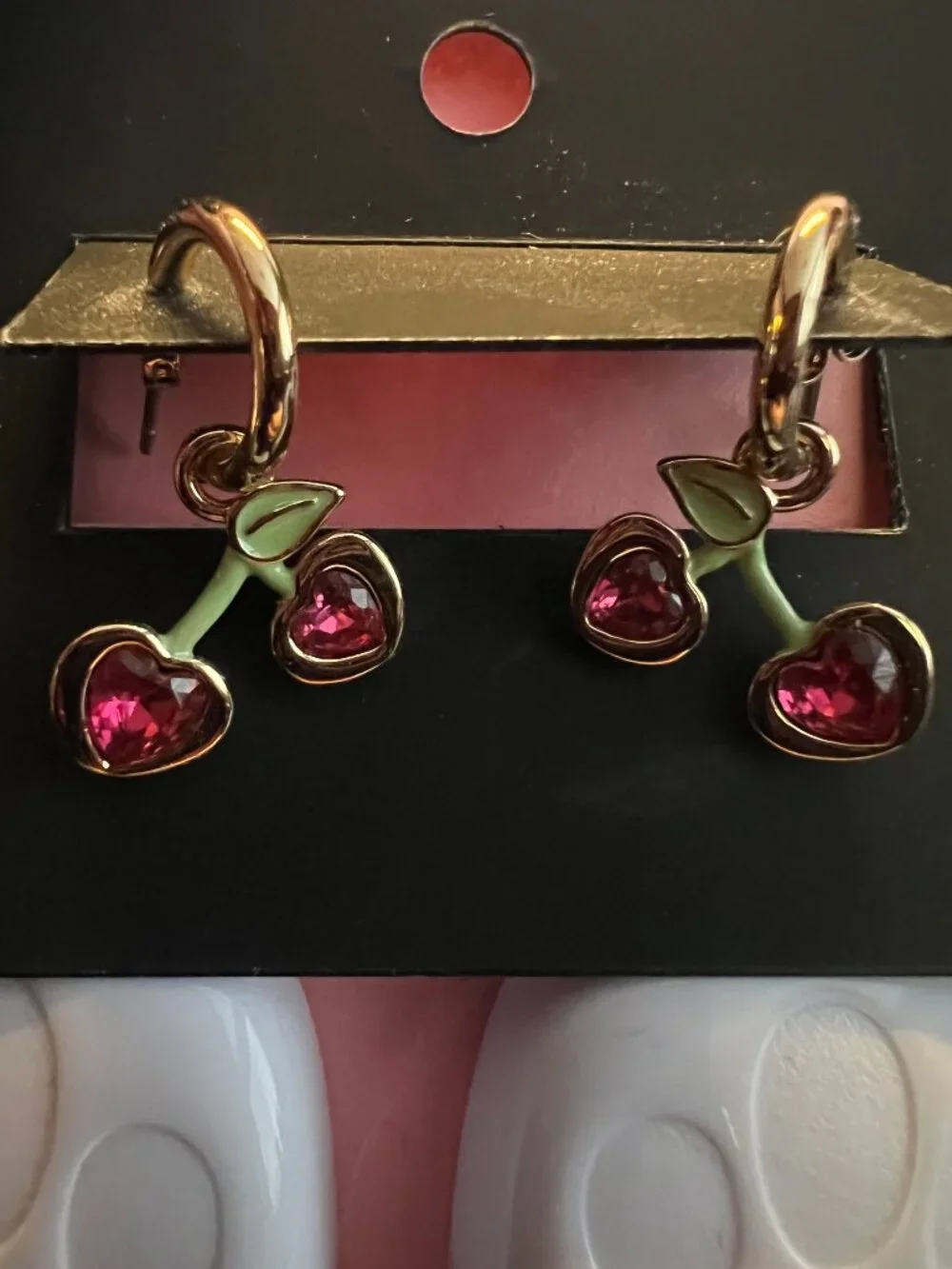 COACH Cherry Charm Huggie Earrings - New with Tag - Picture 2 of 3